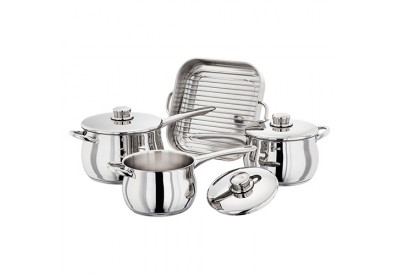 Stellar 1000 Stainless Steel 3 Piece Extra Deep Saucepan Set PLUS FREE Stainless Steel Bakepan & Rack